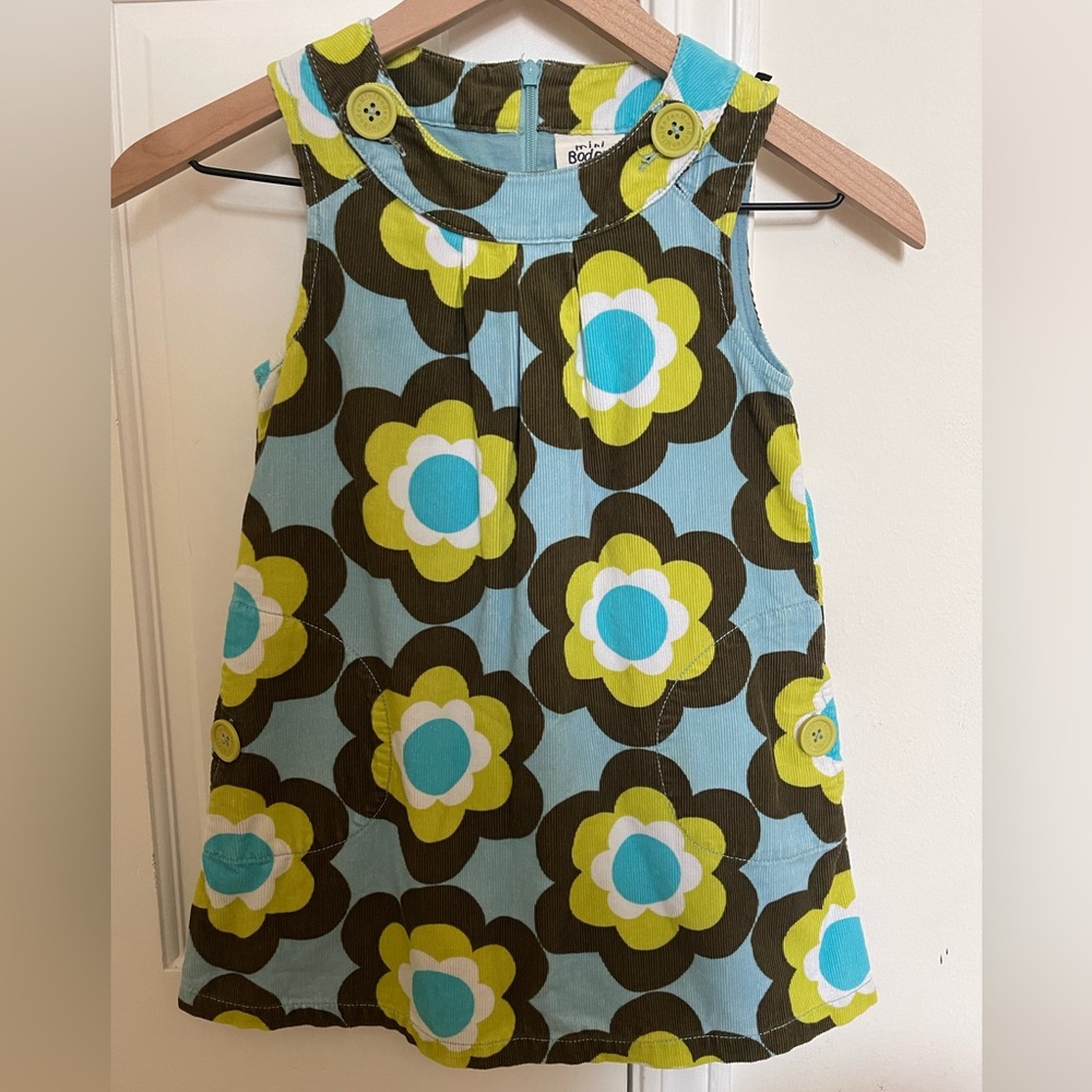 Mini Boden Retro Flower Corduroy Dress